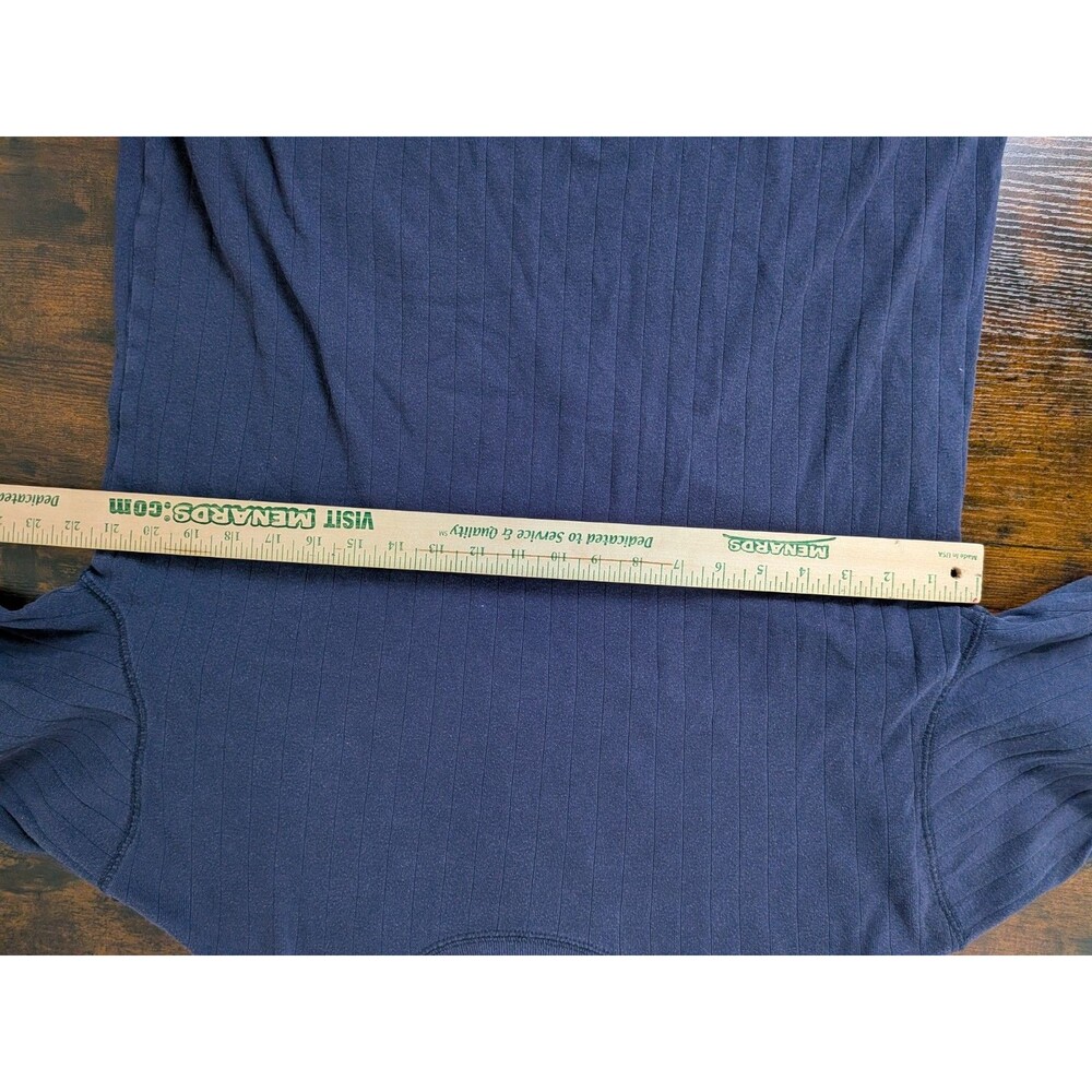 Y2K Tommy Hilfiger Large Navy Blue Ribbed Shirt Long Sleeve Men's Heavyweight - Picture 4 of 10
